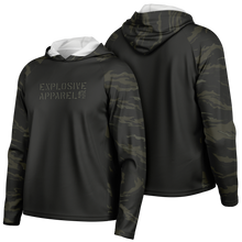 Load image into Gallery viewer, Explosive Hooded Performance Shirt - Tiger Stripe Black