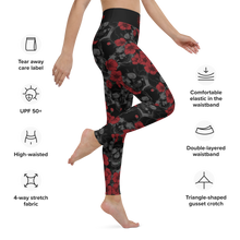 Load image into Gallery viewer, Yoga Leggings Skull & Roses