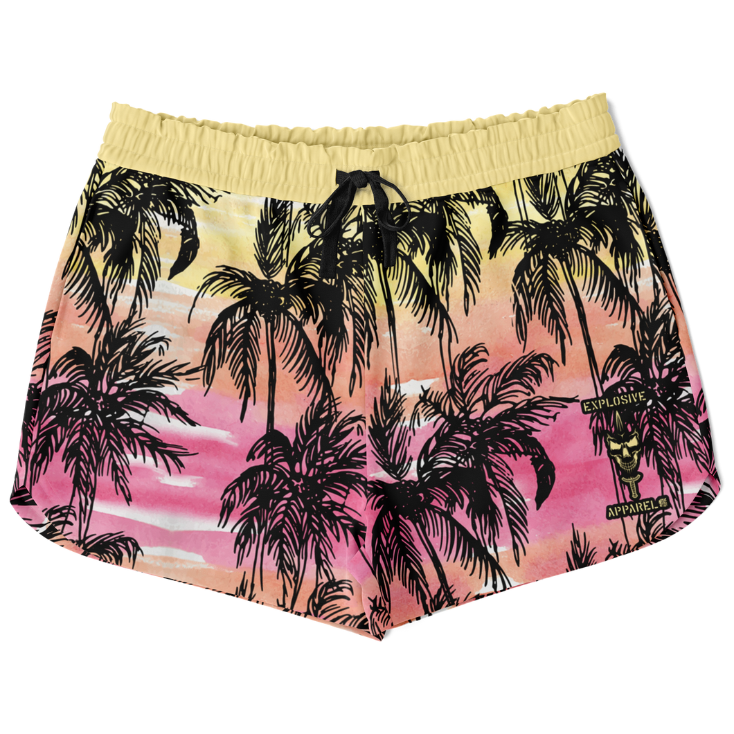 Athletic Shorty Shorts - Watercolour Palms