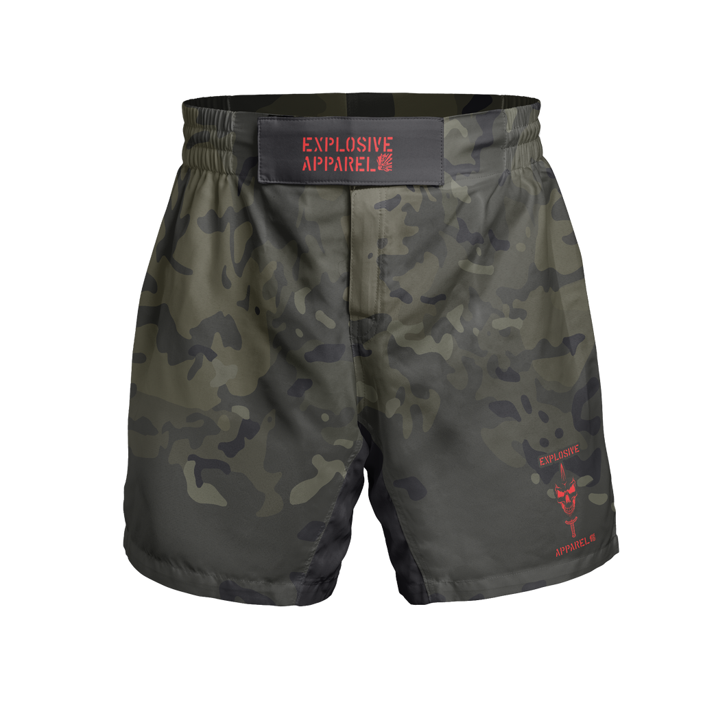 Explosive Fight Shorts - Black Multicam (Elastic Waistband)