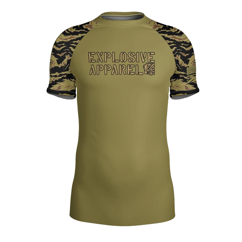 Explosive Short-sleeve Rash Guard - Dirty Tiger Stripe