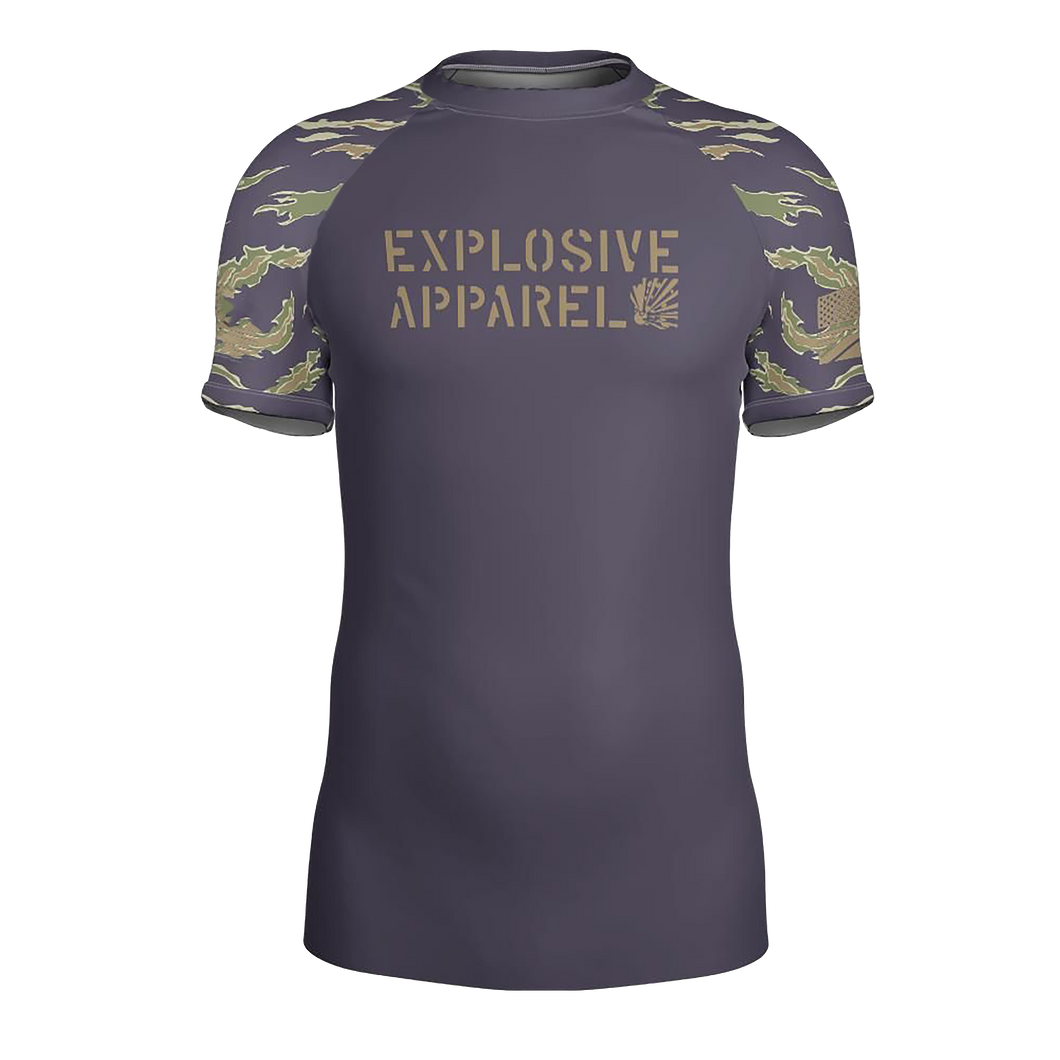 Explosive Short-sleeve Rash Guard - Tiger Stripe