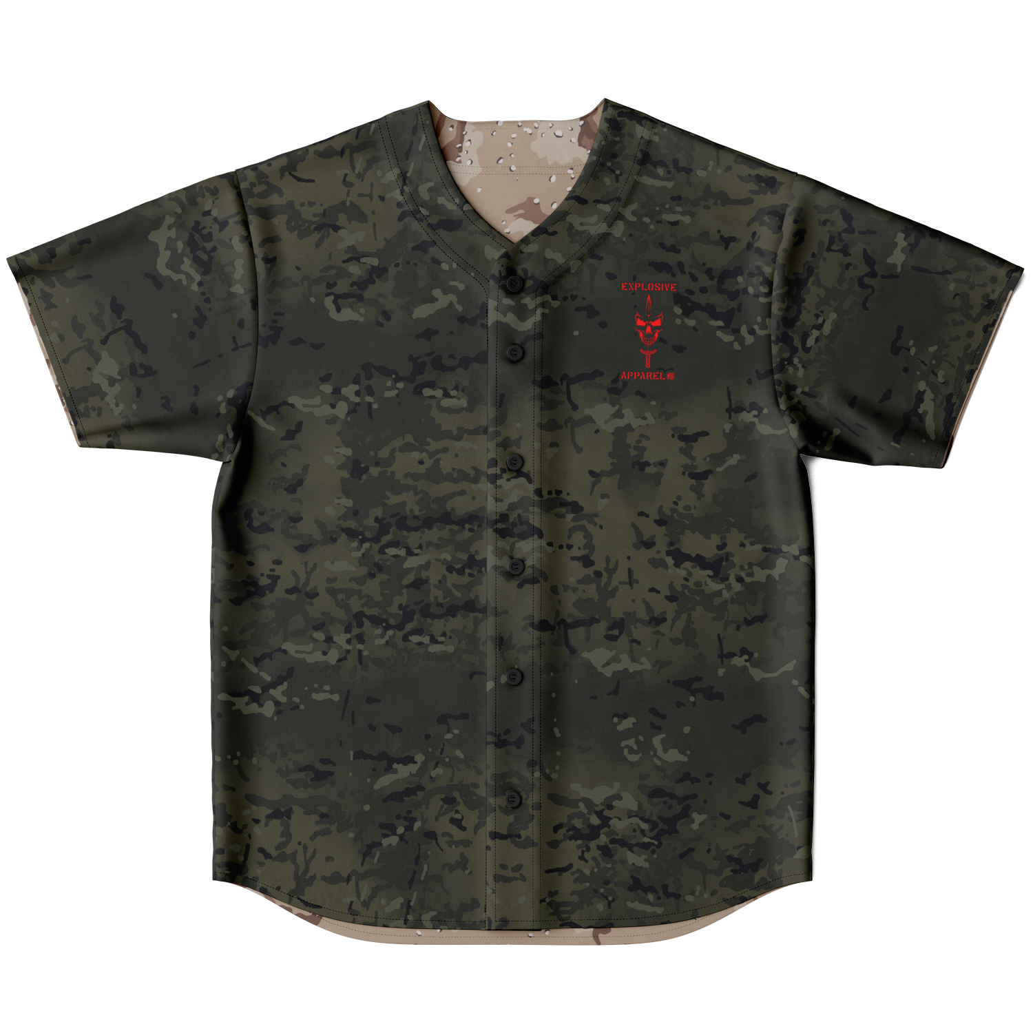 Explosive Reversible Baseball Jersey - Black Multicam & Desert Choc Ch ...