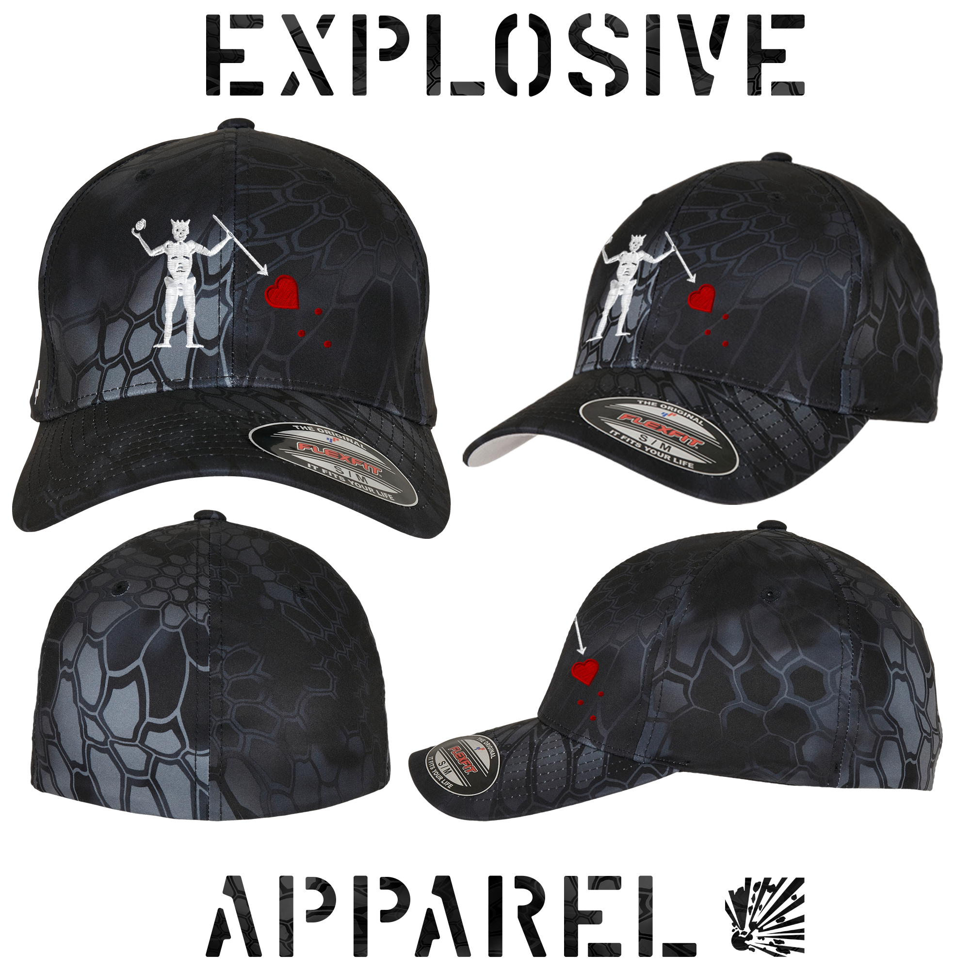 – Designs Cap FlexFit Ltd Explosive Blackbeard Apparel